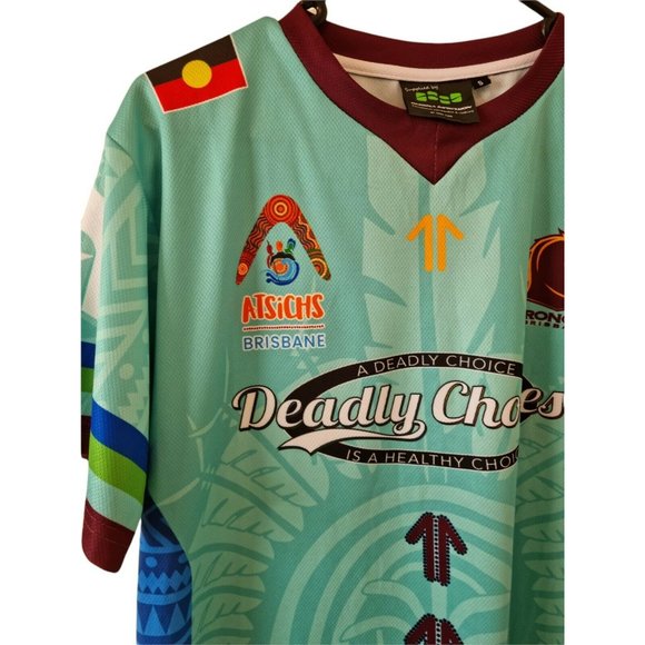 Brisbane Broncos Indigenous Deadly Choices Jersey Shirt Size Small 20 x 27 - Picture 3 of 7